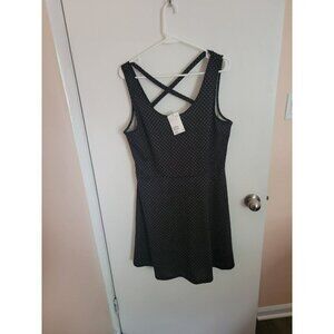 H&M Mini Dress Womens Large Black White Dots Mini Summer Spring Shower Party NWT